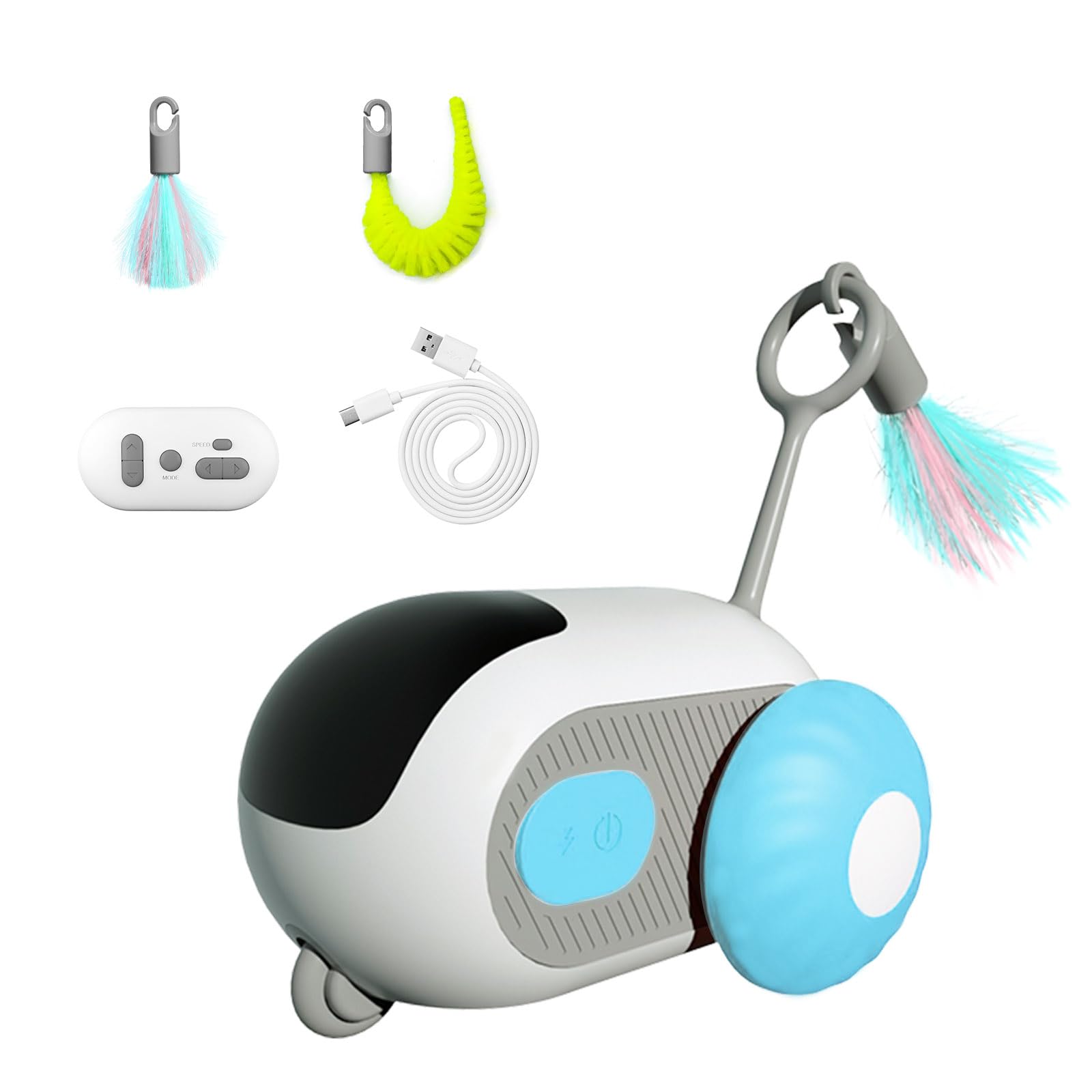EliphonTowne Turbo Tail 2.0 Cat Toy - Interactive Remote Control Cat Toy USB Rechargeable, Gravity-Sensing Movement, Automatic & Smart Cats Toys for Indoor Play (Blue) 0716 — image 1