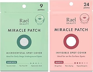 Rael Miracle Spot Cover Bundle - Invisible Spot Dot & Microcrystal Patches, Hydrocolloid, Blemish Spot, Skin Care, Facial Stickers (33 Count)