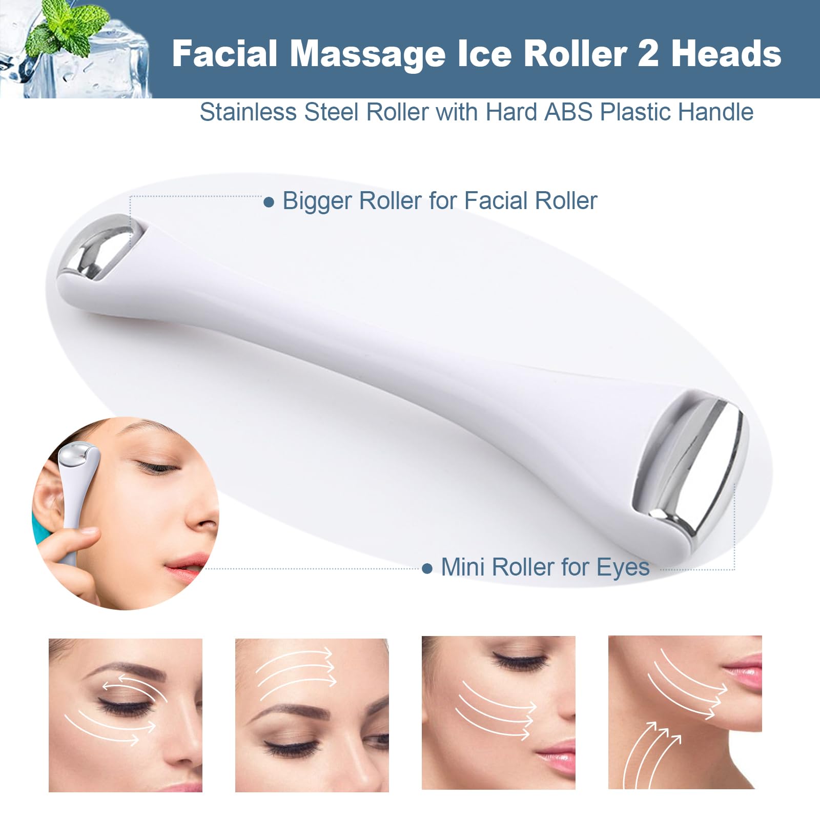 Mini-Augen-Eisroller für Augenschwellungen – Gesichts-Eisroller und Mini-Augenroller 2-in-1 – Augenmassagegerät zur Linderung von Migräne, Straffung der Poren, Schmerzlinderung unter den Augen