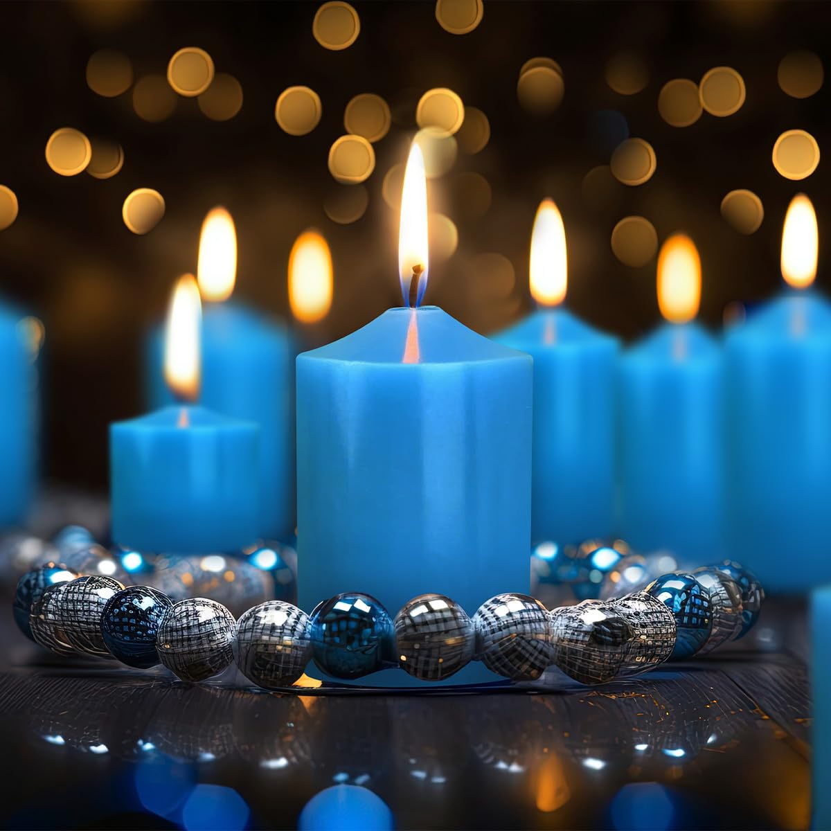 2x3 candele colate a colonna blu a mano