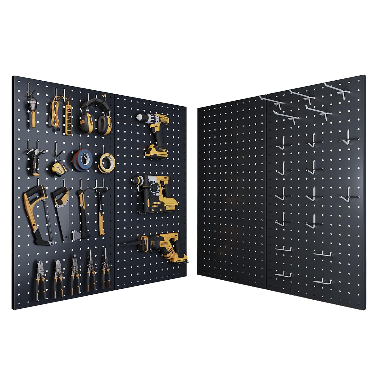 Peg Board, Metal Pegboard Tool Organizer, 12 x 24 in, 30 lb Capacity