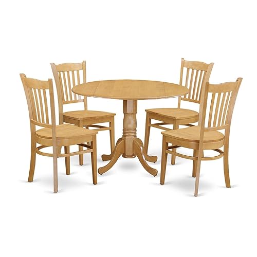 East West Furniture DLGR5-OAK-W 5 Piece Modern Dining Table Set