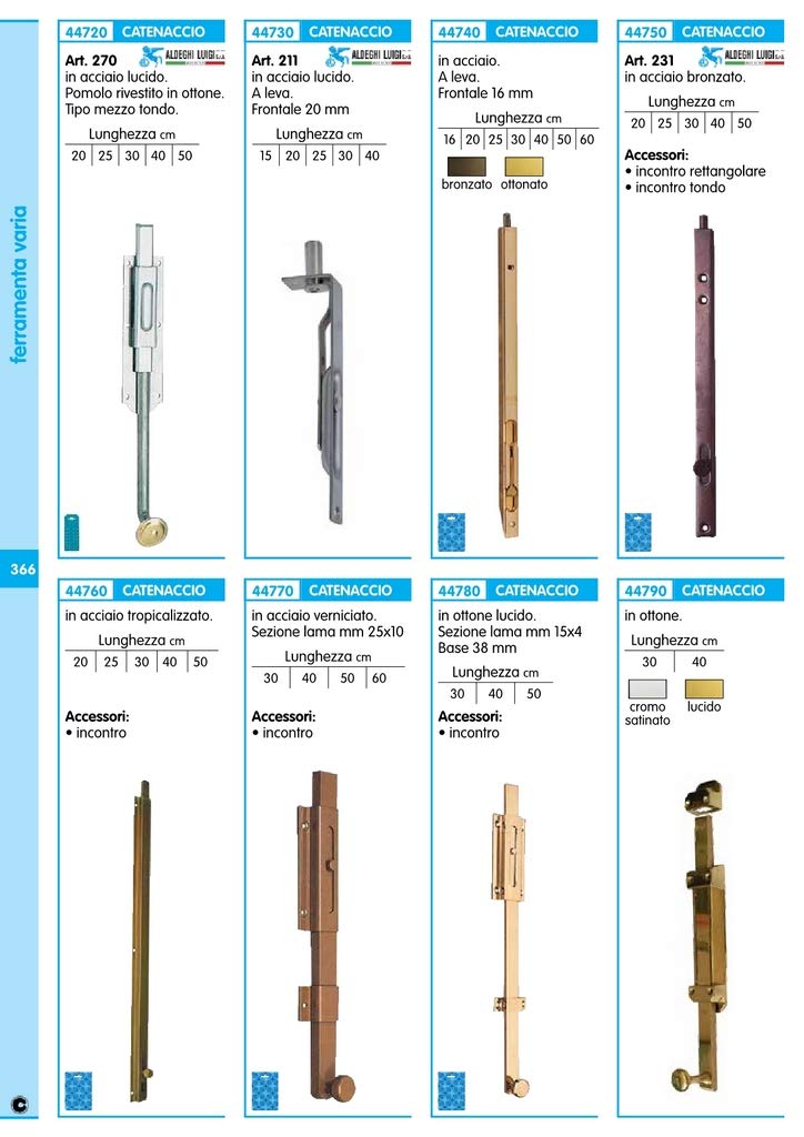 5BLISTER BLISTER CATENACCIO VERTICALE BRONZATE ART. 231 300 mm