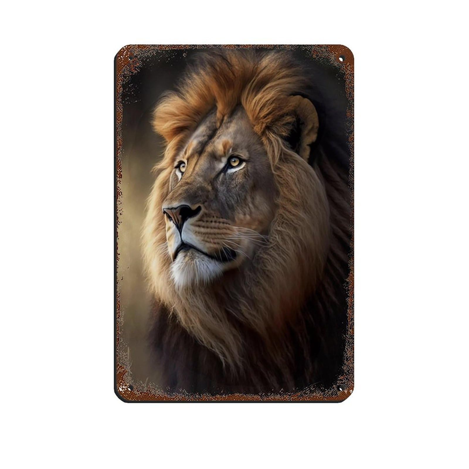 Lxwnze Men's 20L X 30W Cm Majestic Sovereignty-Majestic Lion（2） Tin Sign Vintage Metal Pub Club Cafe Bar Home Wall Art Decoration Poster Retro 8X12inch(20X30cm)