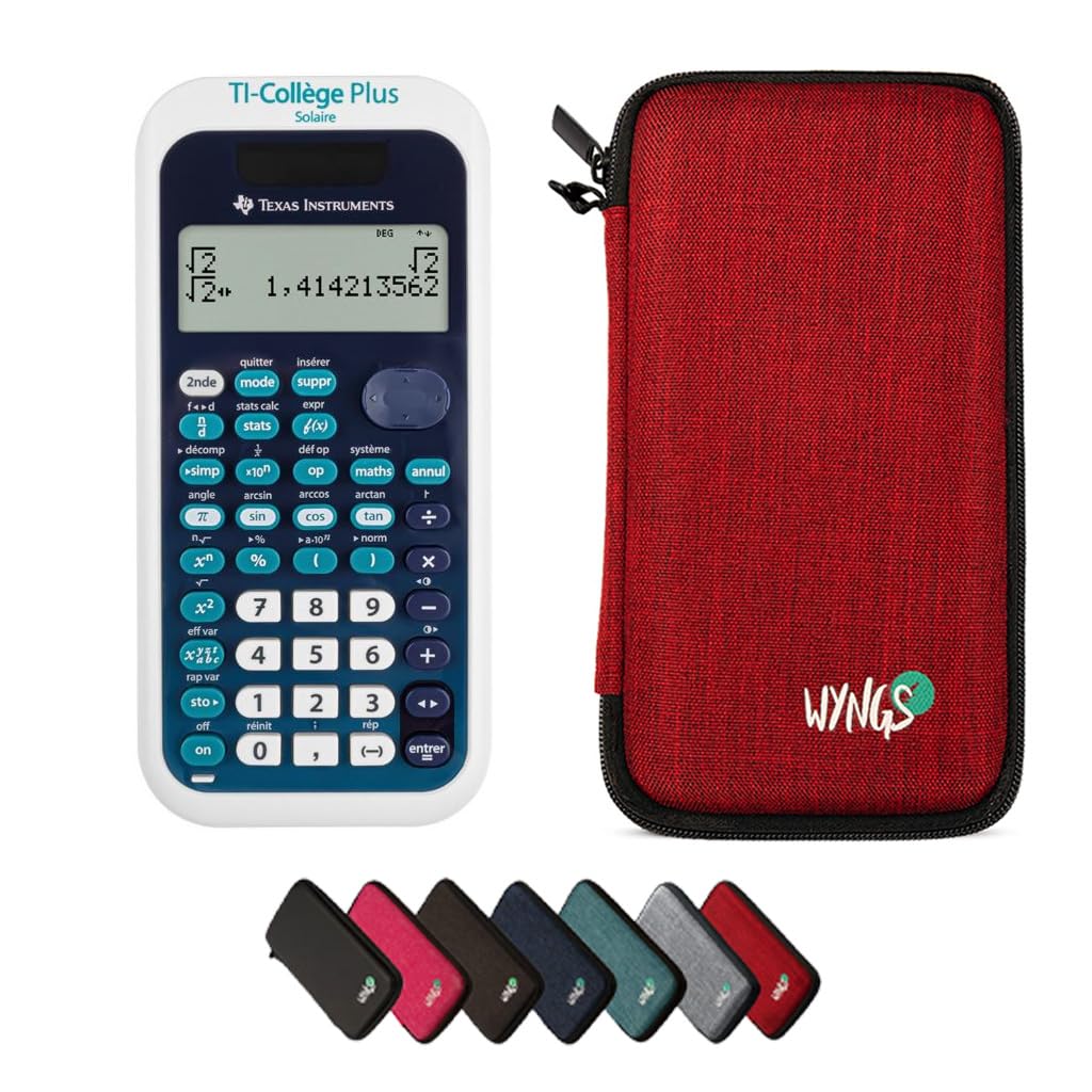 CALCUSO Basic Set Red with Calculator TI Collège Plus Solar, TI-Collège Plus Solar