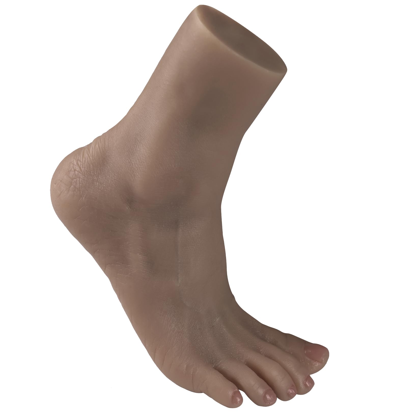 Manichino Piede Falso in Silicone Restituzione Realistica 1:1 Morbido e Flessibile Modello per Pratica Mostra Gioielli Protesi Manicure e Collezioni d'Arte (Donna, Destro, Nero Chiaro)