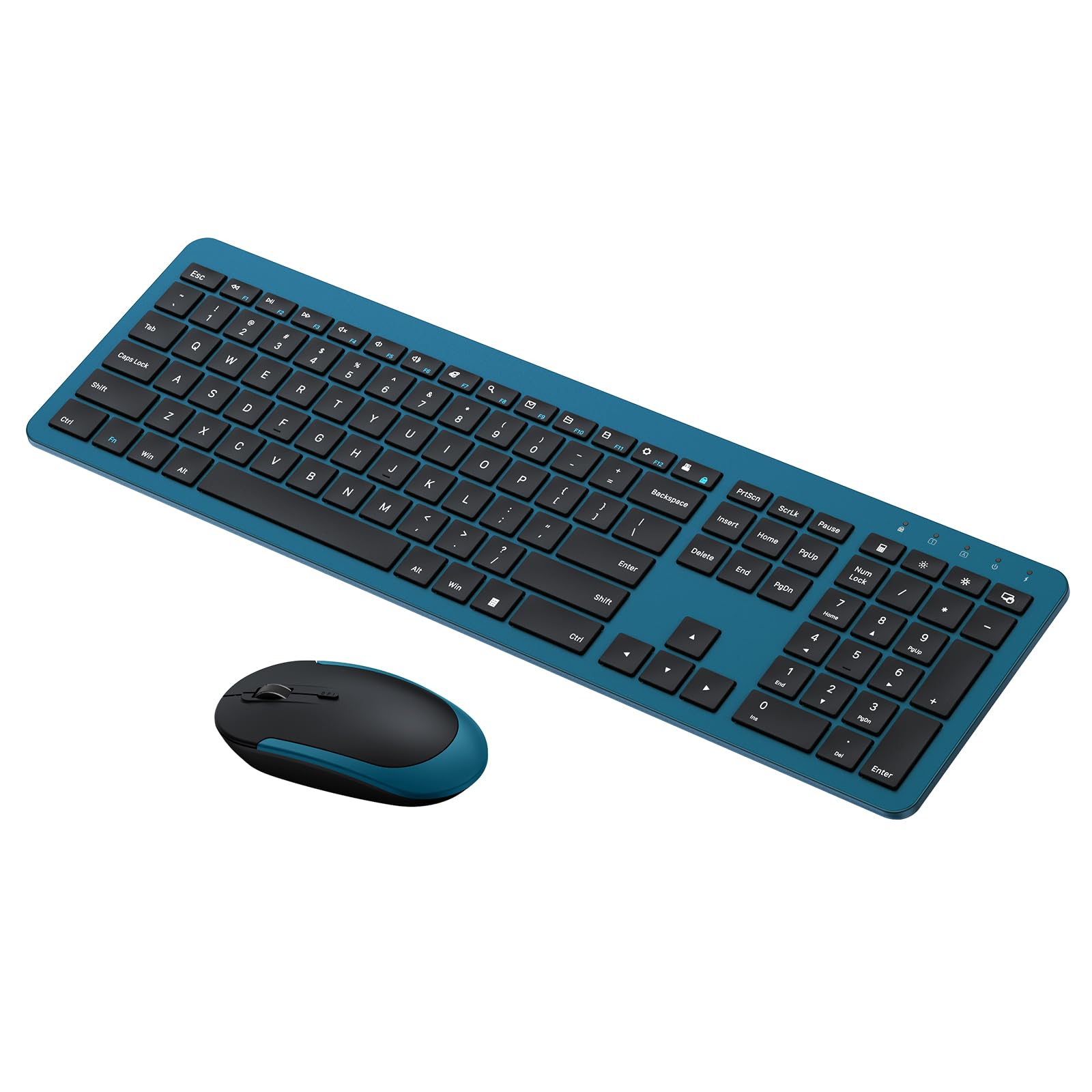 seenda Rechargeable Wireless Keyboard Mouse Combo - Full Size Cordless Keyboard & Mouse Sets with Build-in Lithium Battery Ultra Thin Quiet Keyboard Mice (Dark Blue)