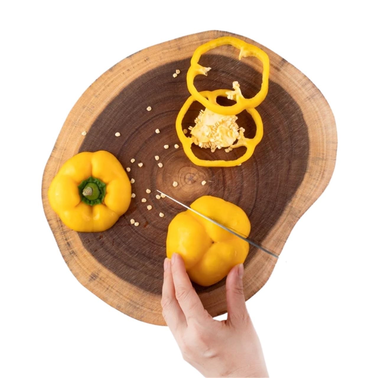 Tabla de cortar de plástico Exquisita tabla de cortar redonda madera reversible, sin empalmes, ideal for charcutería, queso, postre y carne(M)