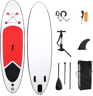 Surfboard,SUP Surfboard Kit Adjustable Paddle,Inflatable Stand Up Paddle Board,for Adult Beginners/Intermediate,with Backpack,Tailfin,Foot Rope,Air Pump,Repair Kit,320×84×15Cm