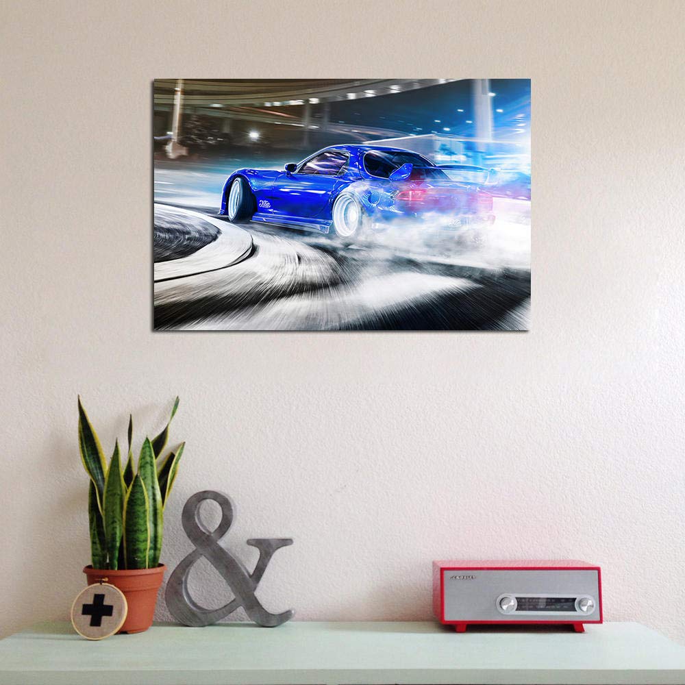 Amazon.co.jp: マツダRX-7ドリフトキャンバス絵画ウォールアート