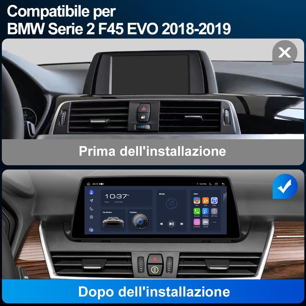 Before and After Installation of AWESAFE Car Radio in BMW F45