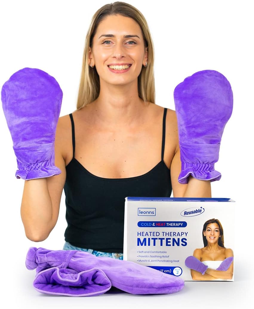 Hand Warmer Gloves, Microwavable Heated Gloves for Arthritis Hands, Heated Mittens Great for Raynaud's and Hand Pain Relief (Orchid Purple)