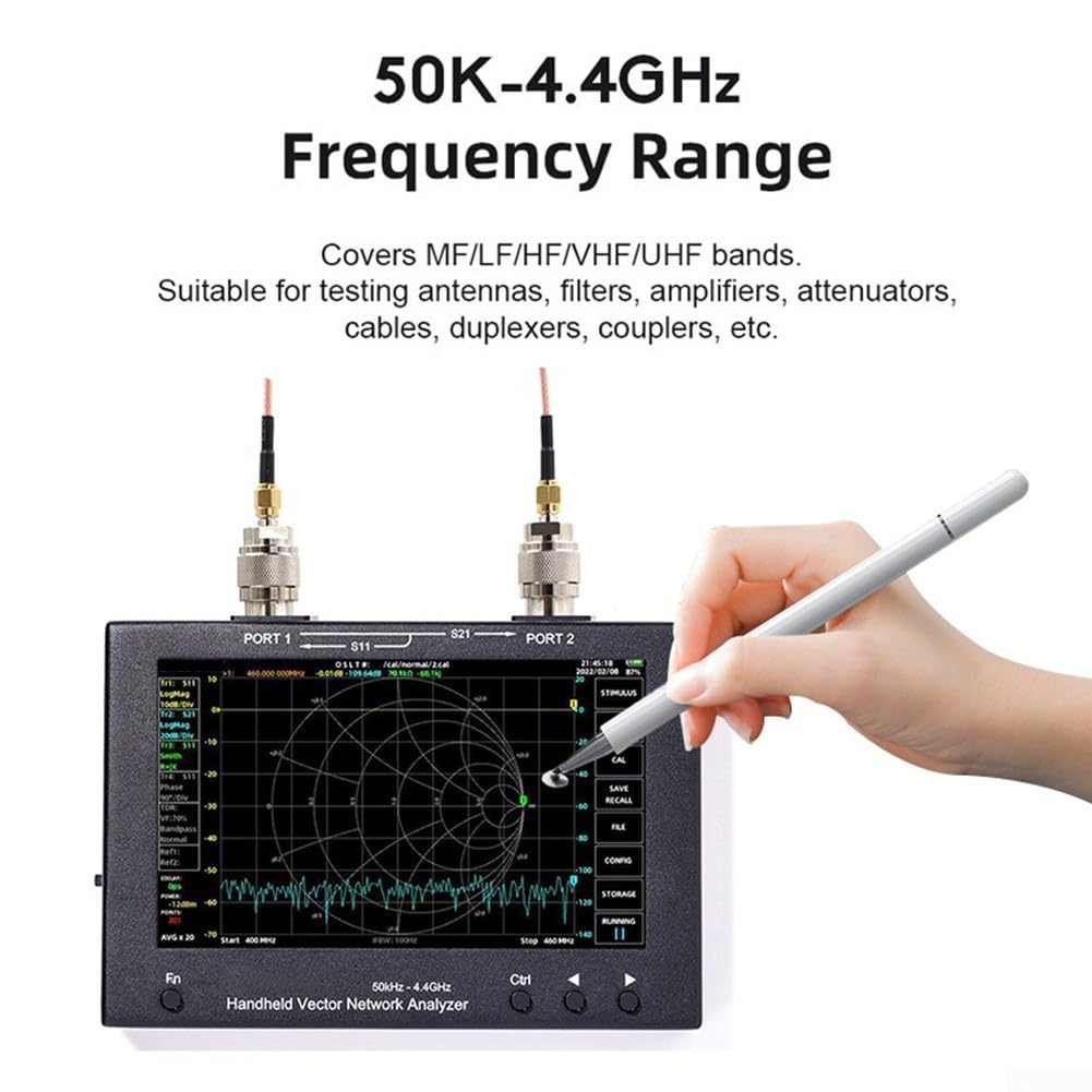 Tragbarer VNA-Handanalysator, 50 kHz bis 4,4 GHz, SV4401A, 17,8 cm LCD-Bildschirm, 100 dB, dynamisches RF-Testmodul für Tuning