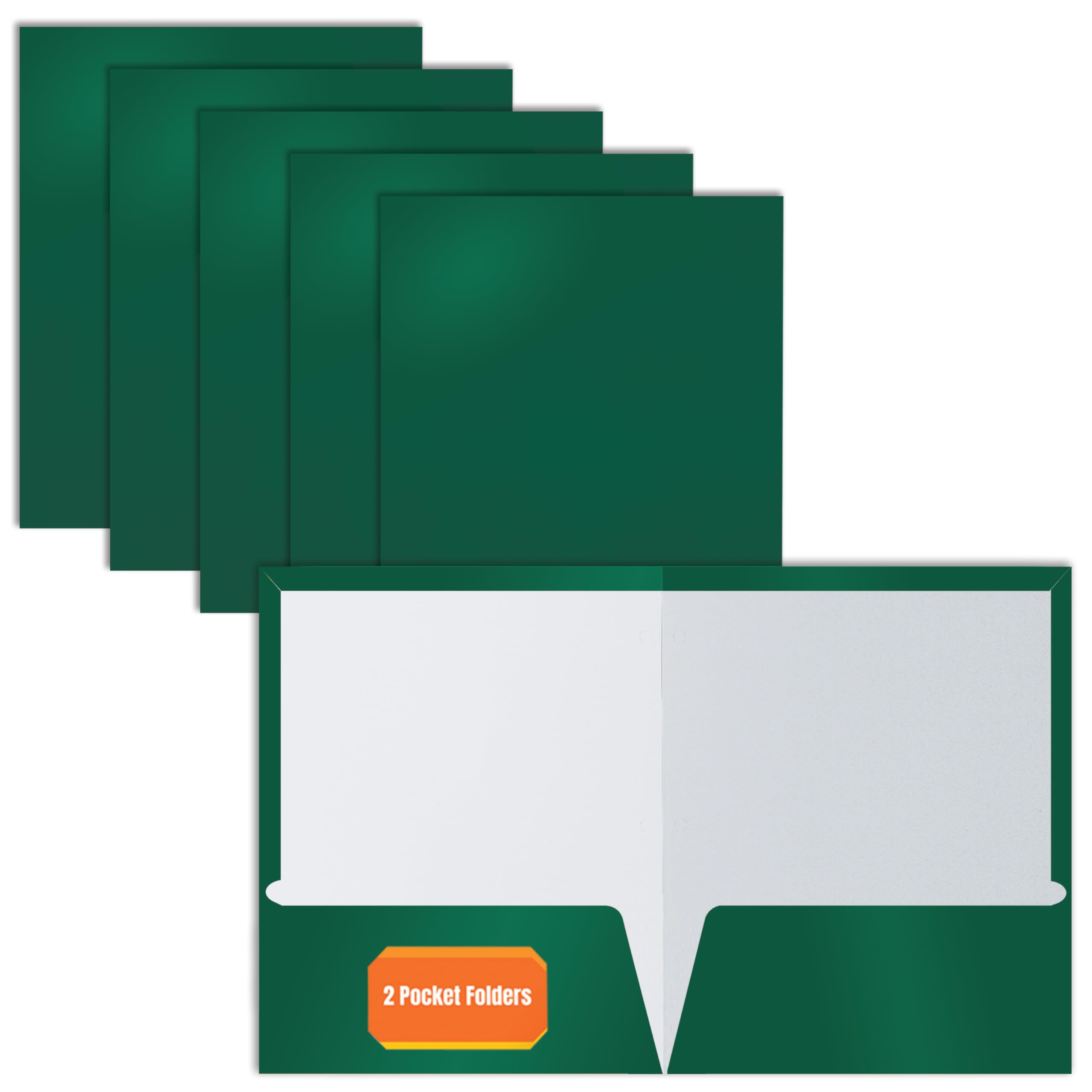 Better Office Products 2 Pocket Glossy Laminated Dark Green Paper Folders, Box of 25, Letter Size, Dark Green Paper Portfolios