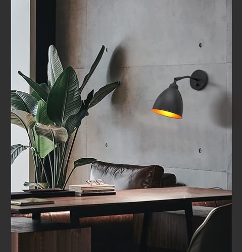 Miniatura 3 de Yosoan Lámpara de pared vintage para estantería, interruptor de encendido y apagado regulable de 1 luz, lámpara de iluminación de montaje industrial