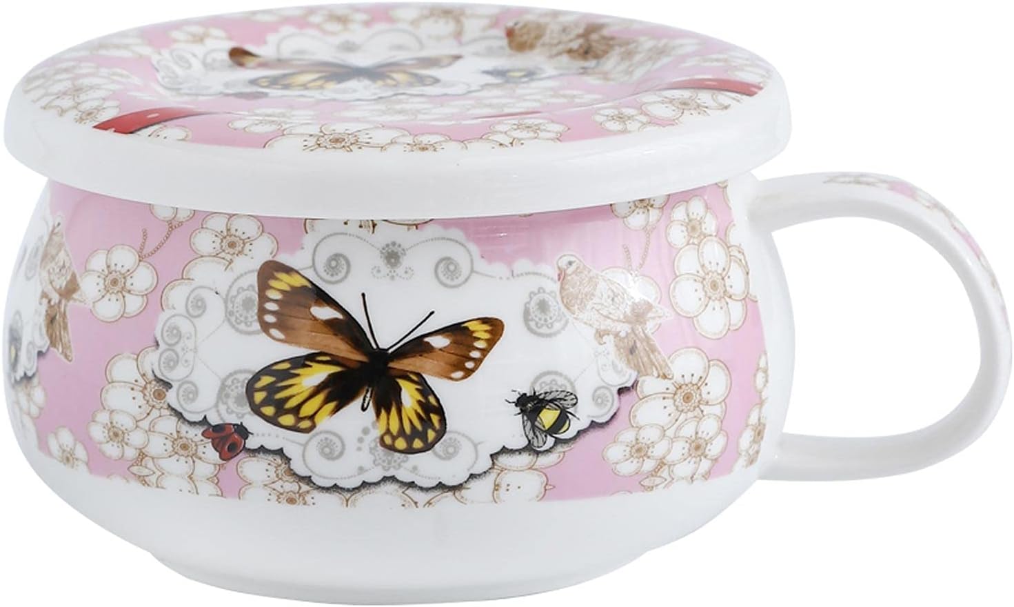 GeRRiT Soup Bowls 30 Ounce Ceramic Soup Bowls with Handles,Ceramic Serving Bowl for Soup, Cereal and Stew,Soup Crocks with Lid Cereal Bowls, Pink