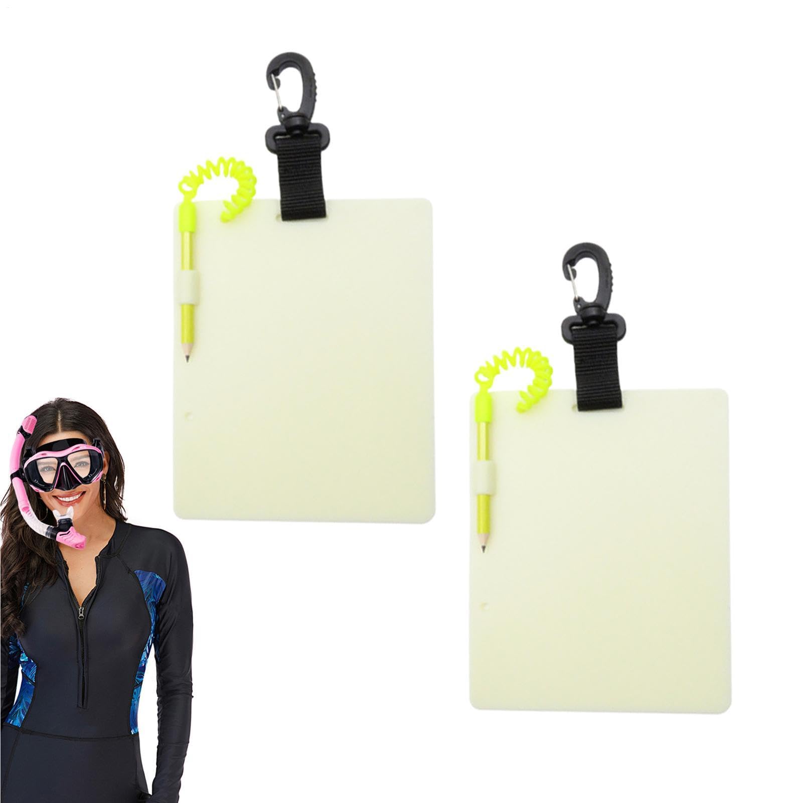 Generisch Tableau de plongée - Lumineux avec crayon et clip - Tableau de communication sous-marin - Pour plongeurs et explorateurs, entraînement, communication, plongée avec tuba, grottes et lacs