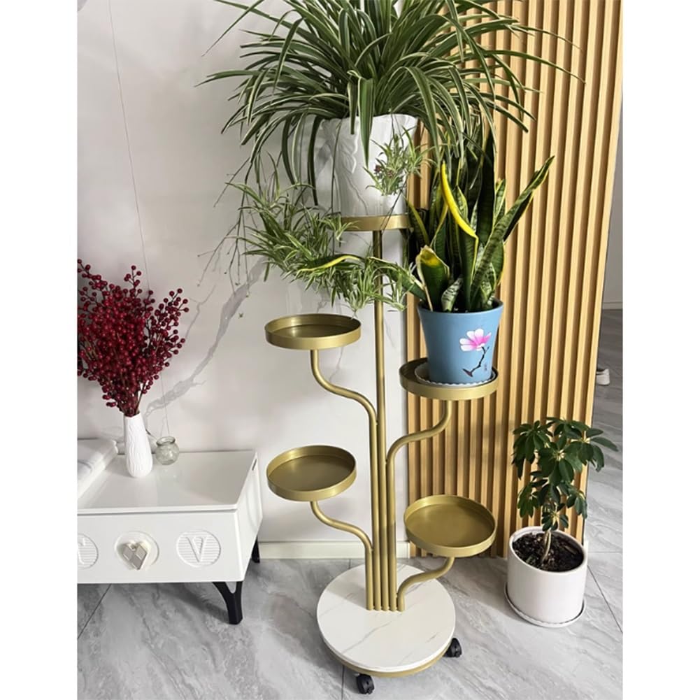 Generisch 5-Tier Metal Plant Stand - Sturdy Vertical Flower Shelf for Indoor/Outdoor Use, Elegant Gold Finish, Ideal for Patio, Balcony, Garden, Home & Office Decor Solutions