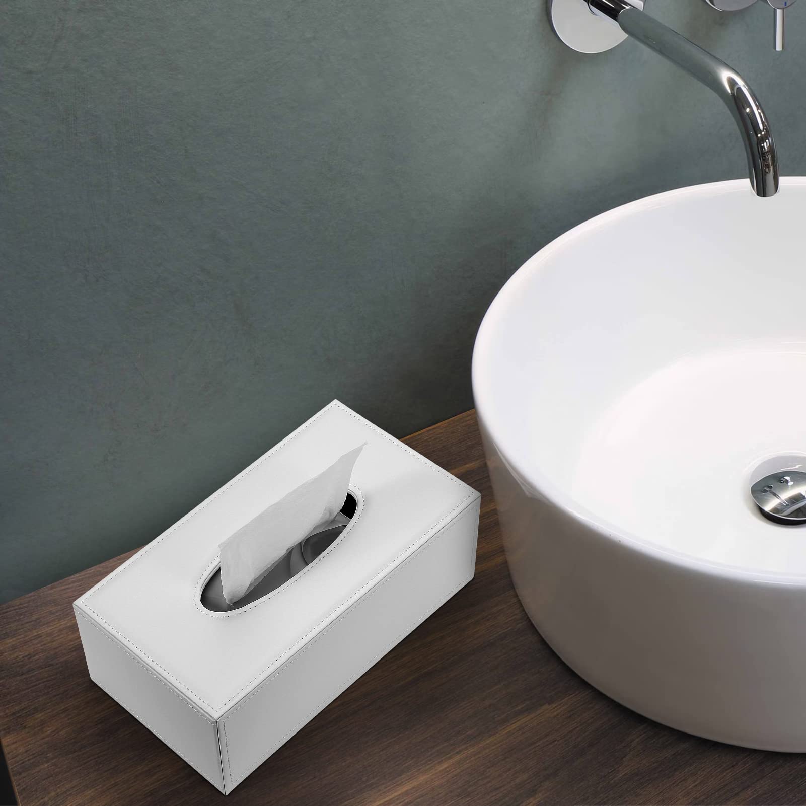 GORESE Scatola di tessuto in pelle (bianco latte)