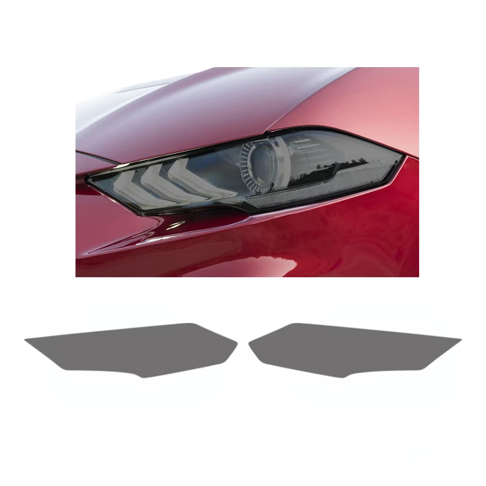 Headlight Film for Ford Mustang 2018-2023, 1Set Transparent/Smoke Black Car Headlight TPU Protective Film