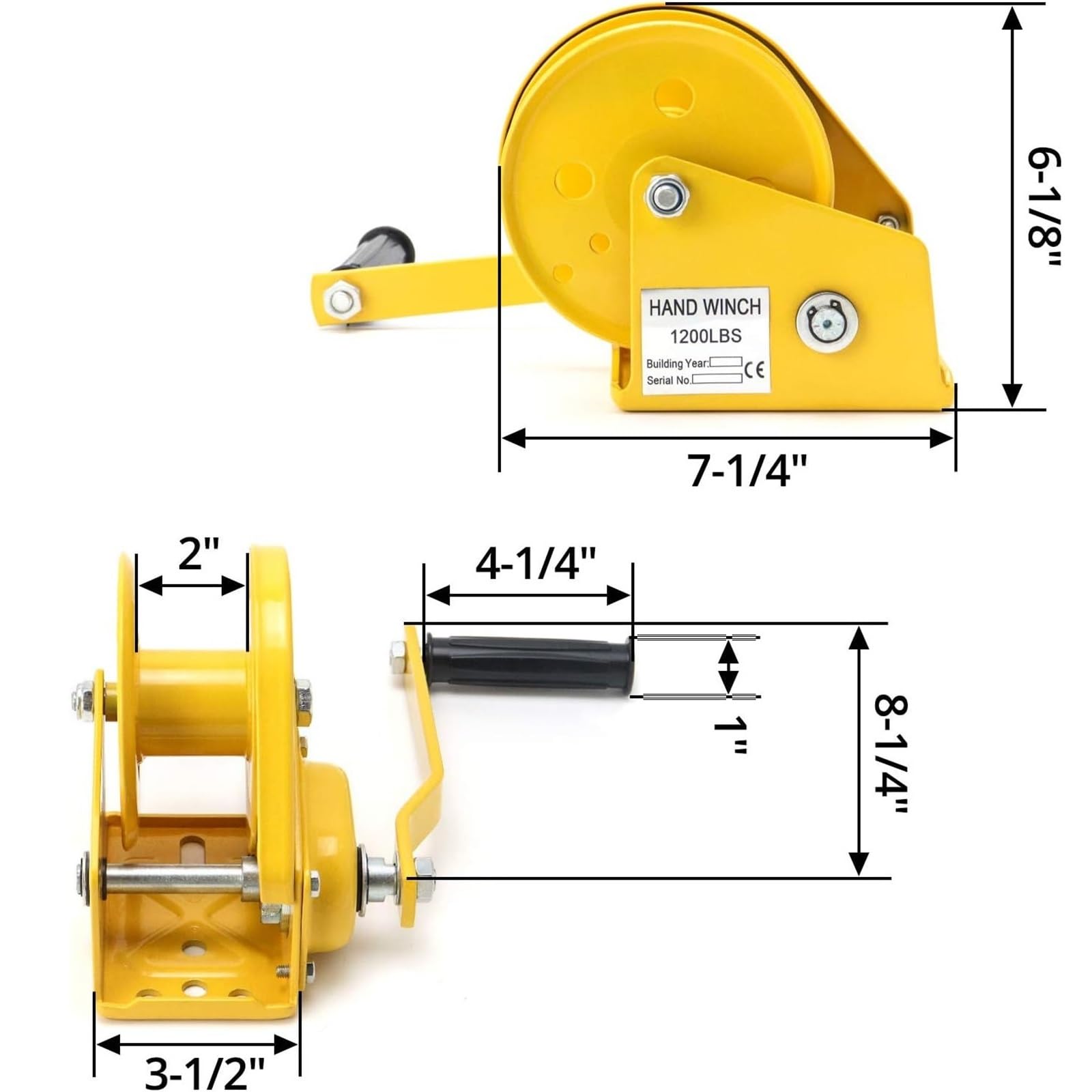 Handseilwinde Handwinde, Hochleistungs-Handkurbelwinde, Marine-Zweiwege-Selbsthemmungs-Getriebewinde, Kurbel-Schleppwinde(1200LB 20m)