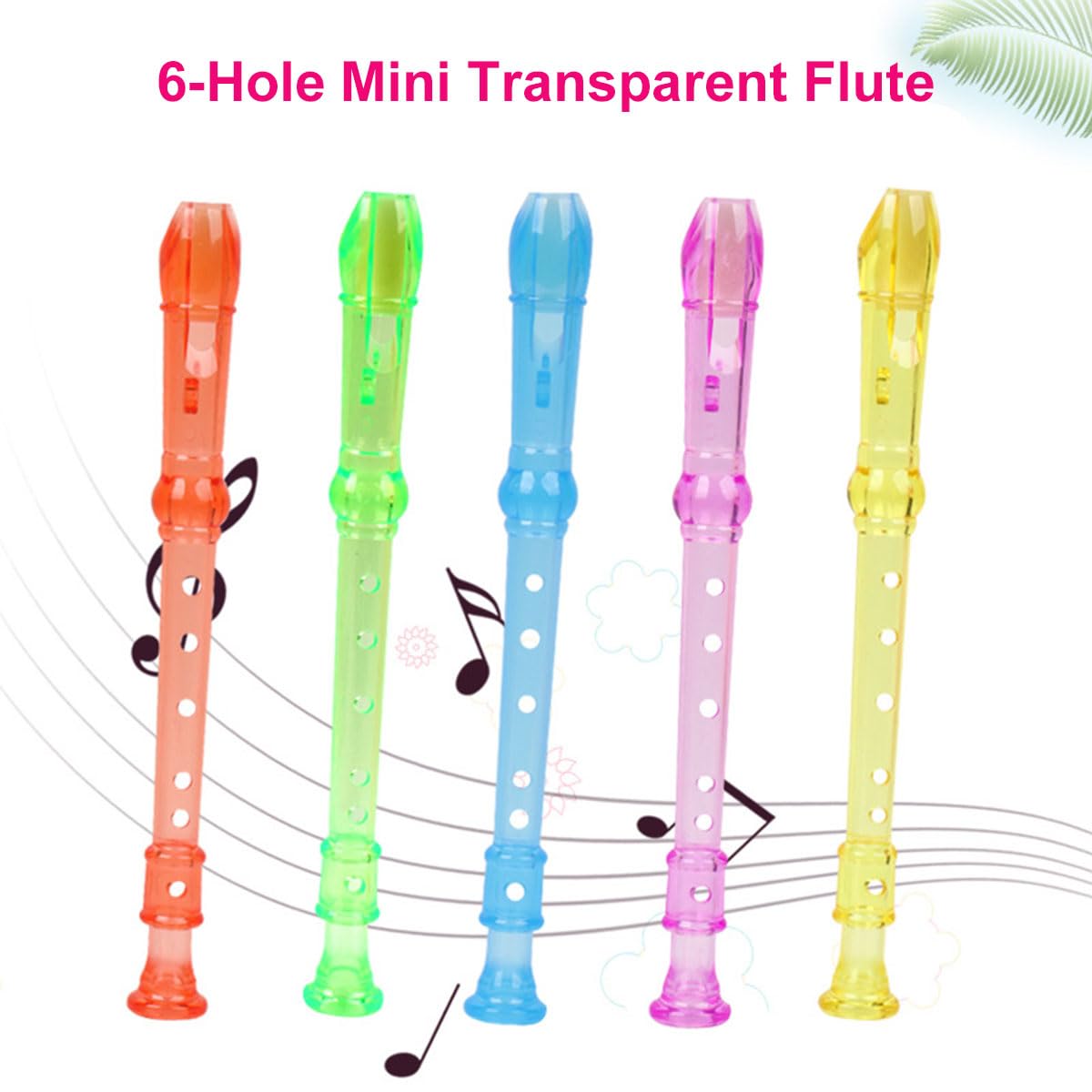 Mini Flûte En Plastique Transparent 6 Trous, Flûte à Bec Pour Enfants, Instruments de Musique Éducatifs, Cadeaux, 10PC
