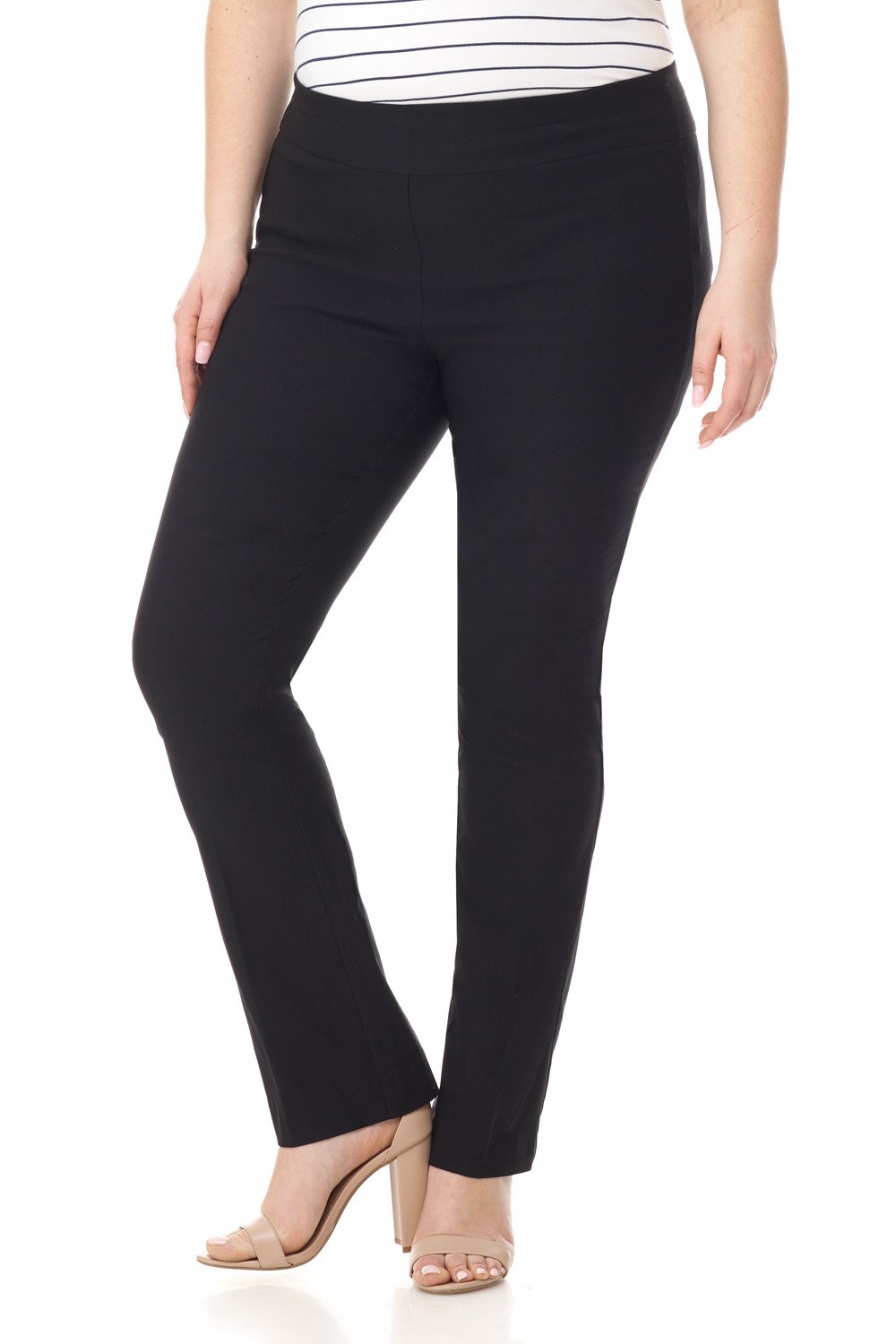 Rekucci Curvy Woman Plus Size Modern Straight Leg Pant w/Tummy Control