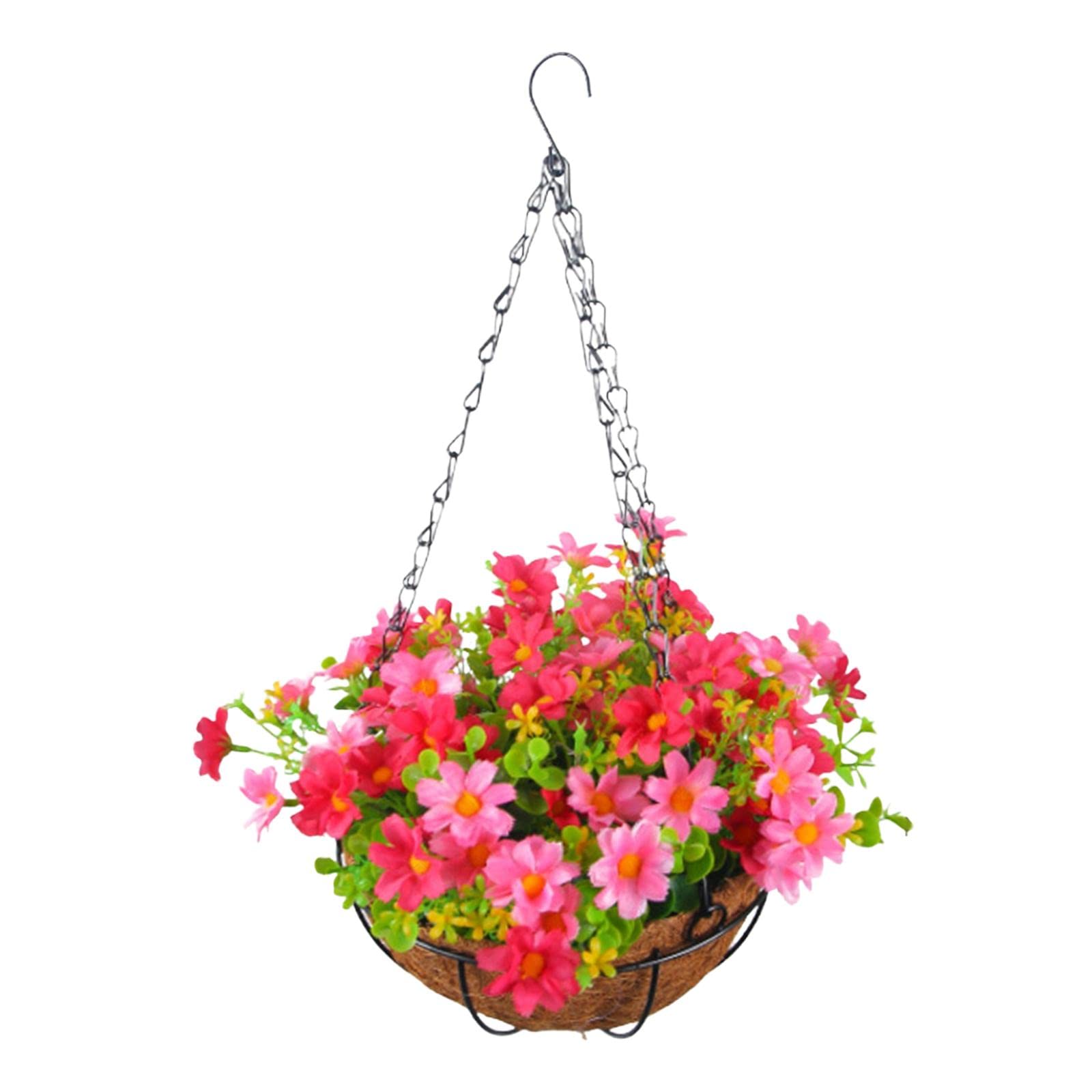 Pleayietoopiatiey Hanging Artificial Flowers Basket Decor Hanging Plant for Lawn Balcony Patio pink