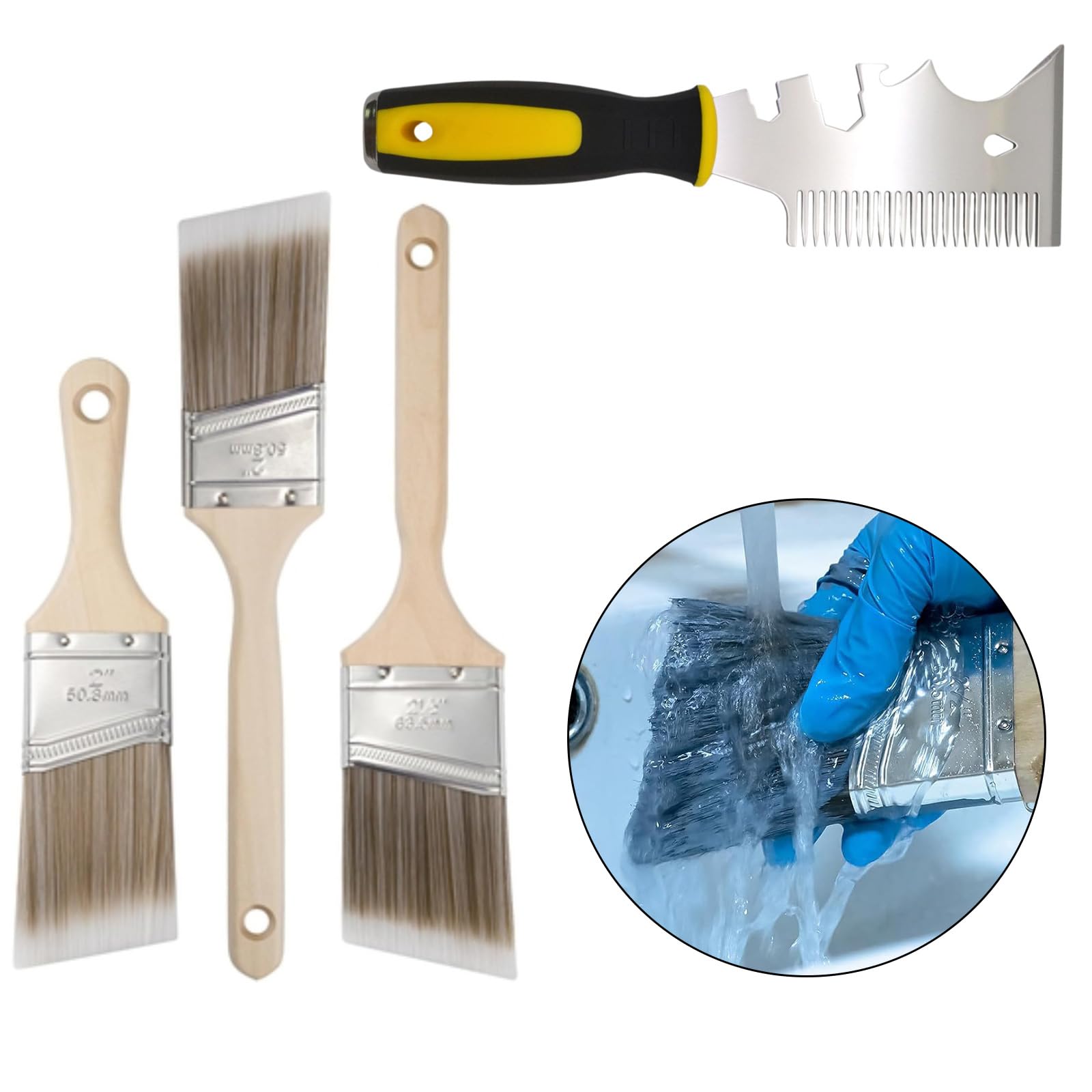 Set di pennelli professionali angolati con setole sintetiche da 6,3 cm, manico ergonomico per bordi precisi