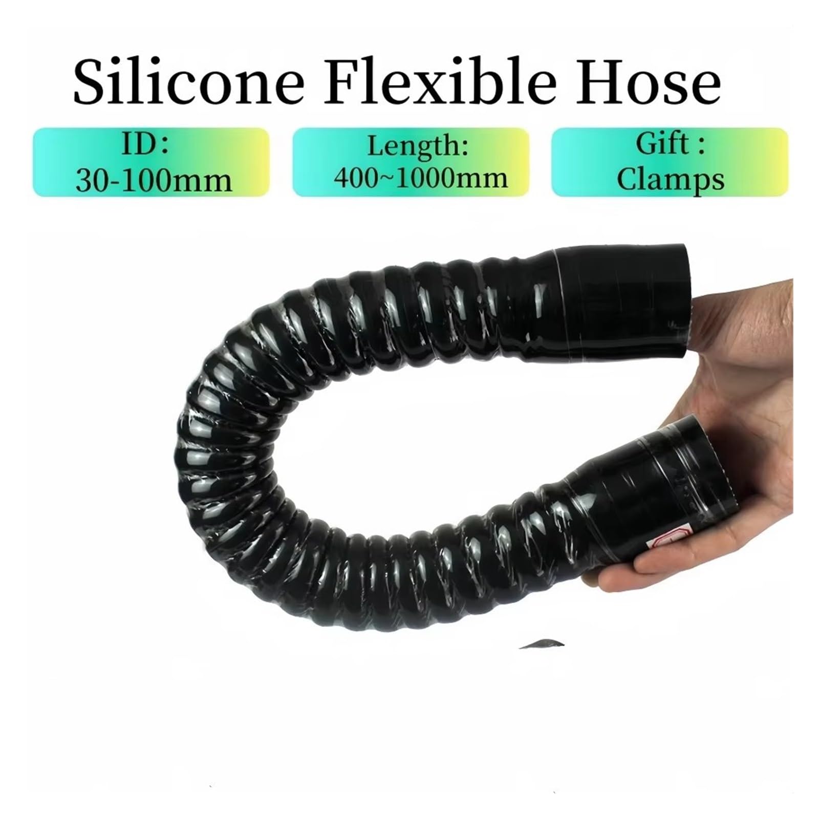 Manguera De Admisión Manguera Flexible Silicona Negra Universal 400 A 1000 Mm Para Intercooler Radiador Agua Tubo Admisión Turbo Para Coche Piezas Automóvil Admisión De Aire(400mm,ID 65mm)