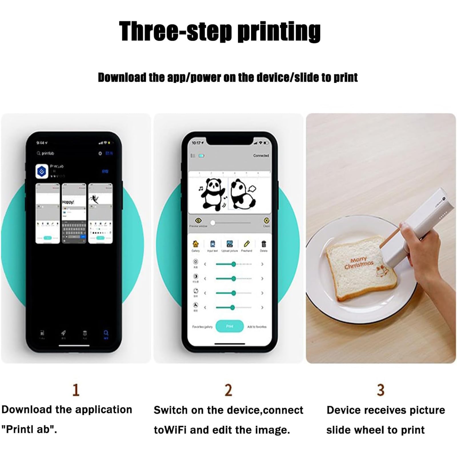 Bolígrafo portátil de inyección de tinta comestible con función de memoria, tipo C y Bluetooth para manualidades de tartas y café