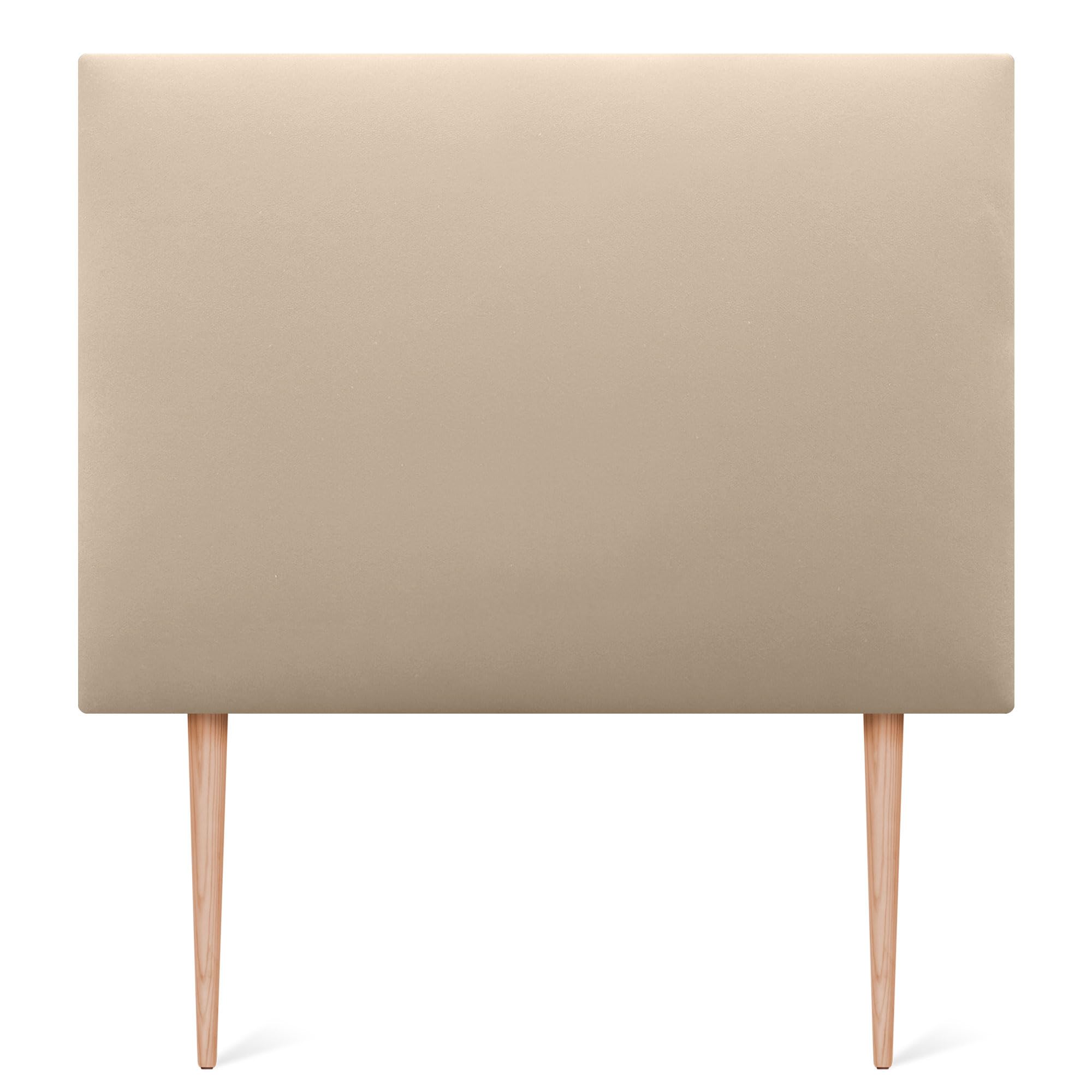DHOME Cabecero Tapizado Liso de Polipiel con Patas Altura 70CM Grosor 4cm y 8cm para Pared Acústicos Cabeceros Cabezal Absorbentes Cama Dormitorio (Polipiel Beige, 90cm, Grosor 4cm)
