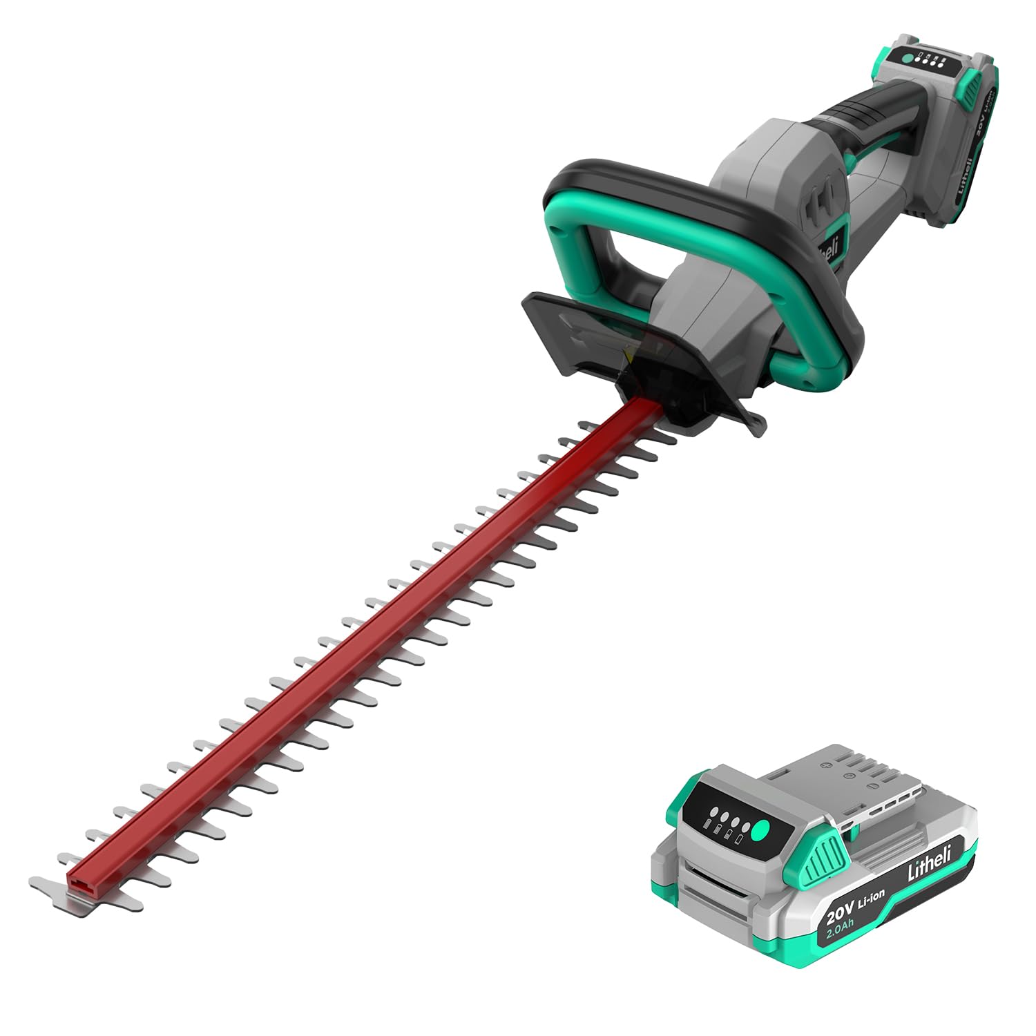 Litheli 20V Cordless Hedge Trimmer 20 Inch, Power Hedge Trimmer for Bush & Shrub Cutting, Trimming, Pruning, with 2 * 2.0Ah Battery and Charger Included