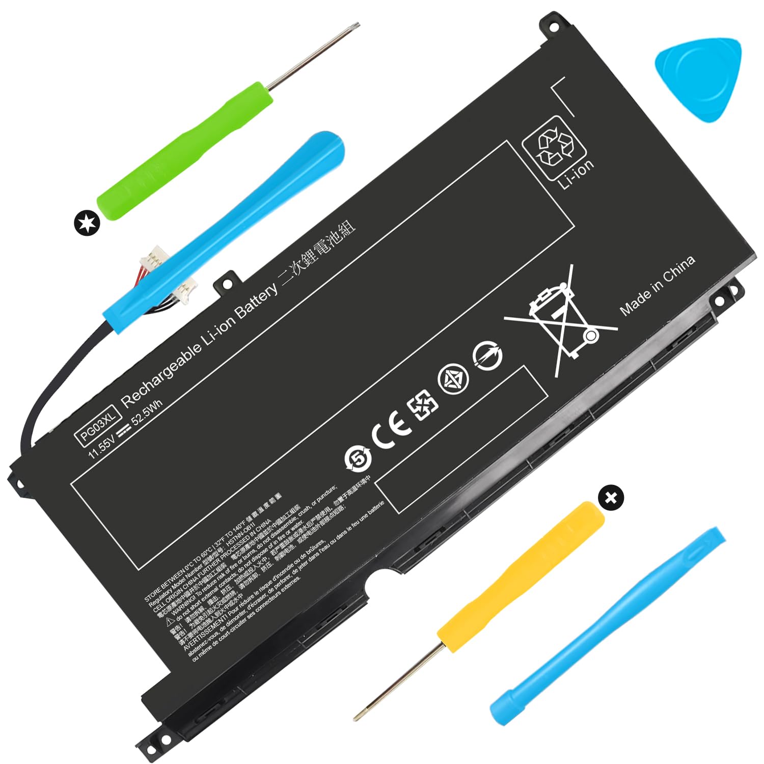 PG03XL 52.5Wh Laptop Battery for HP Pavilion Gaming 15-DK 15T-DK 15-EC 15-DK0XXX 15-DK0055NR 15T-DK200 15-EC0013DX 15-EC1073DX 15Z-EC200 16-A0032DX 16-A0035NR L48495-005 3ICP6/60/72 HSTNN-DB9G