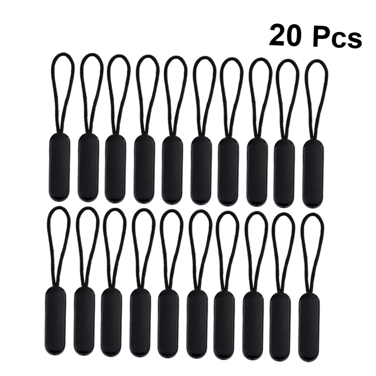 Uonlytech 20 Pcs Oval Zipper Pulls Durable Zipper Pull Rope Fixers Black Molded Sliders for Bags Jackets Luggage and DIY Accessories Easy Installation for Repair and Replacement