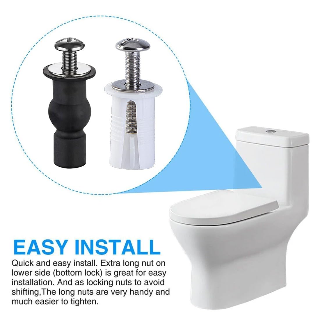 Fissaggi Tavoletta WC,6 Pezzi Fissaggi WC Sedile,Accessori per Sedile,Fissaggio Vite per Sediles,Fissaggio Dado di Gomma per Fissare Tavoletta - 3