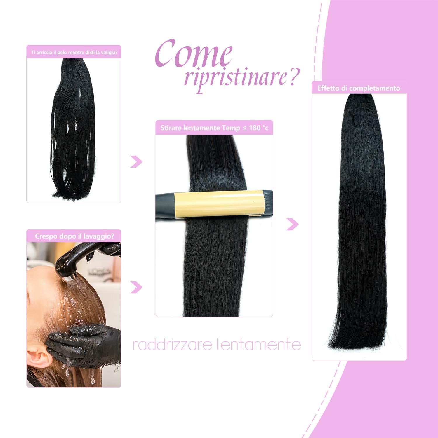 LieblichWelle Extension Capelli Veri Biadesivo Jet Nero 50 cm, 20 pz, 50 g, Salon-Grade Qualità, Facili Comode da Indossare Per le Giovani Donne (Jet Nero, 50 cm)