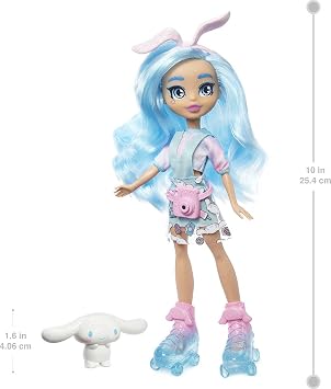 Sanrio Cinnamoroll & Cloudine Doll (~10-in / 25.4-cm) wearing Fashions and Accessories, Long Blue Hair and Trendy Outfit, Great Gift for Kids Ages 3Y+
