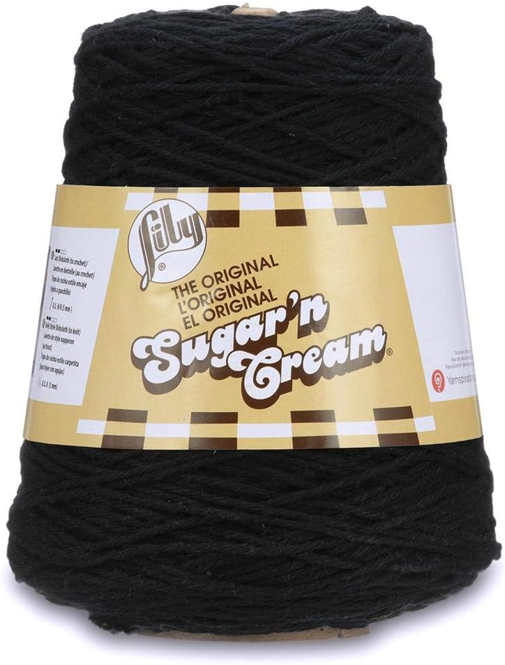 Lily Sugar'n Cream Cone Yarn, Black