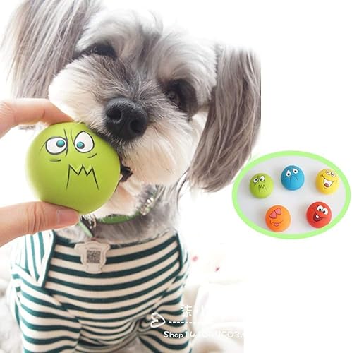 Miniatura 5 de LLSPET Pelota chirriante de látex para perros juguete de búsqueda facial para cachorros mascotas pequeñas y medianas perro y gato 6 unidades