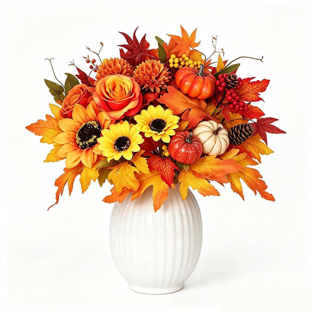 Agarte 2PCS Autumn Artificial Flowers, Artificial Maple Leaves Branches