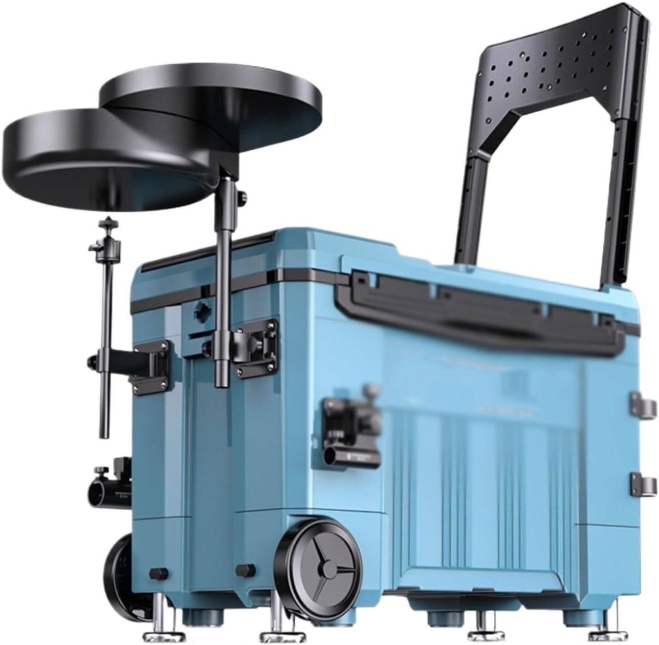Fishing Tackle Box, Multifunctional Fishing Box Foldable Portable Bucket With Wheels Hidden Backrest Art & Craft Case
