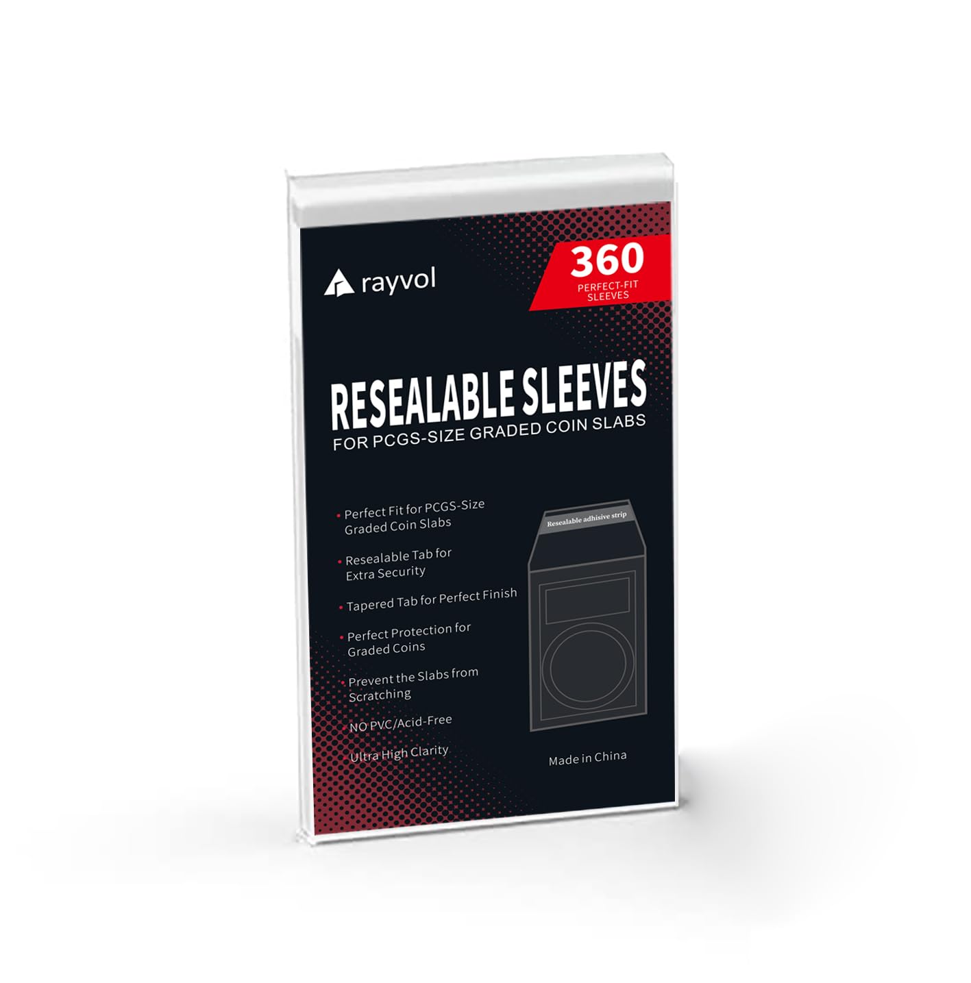 Rayvol Resealable Bags for PCGS Coins – Durable, Clear Coin Holders for Safe Storage & Organization – Perfect for Collectors and Dealer (360 Count)