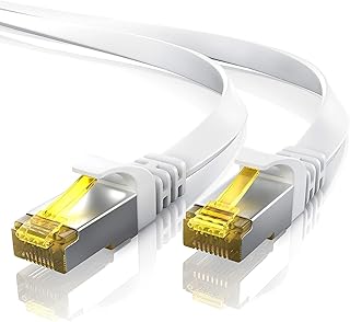 Primewire 30m CAT 7 Network Cable Flat Design - Ethernet Cable - Gigabit LAN 10 Gbit s - patch cable - flat cable - installation cable- Cat. 7 raw cable U FTP PIMF shielding with RJ45 connector