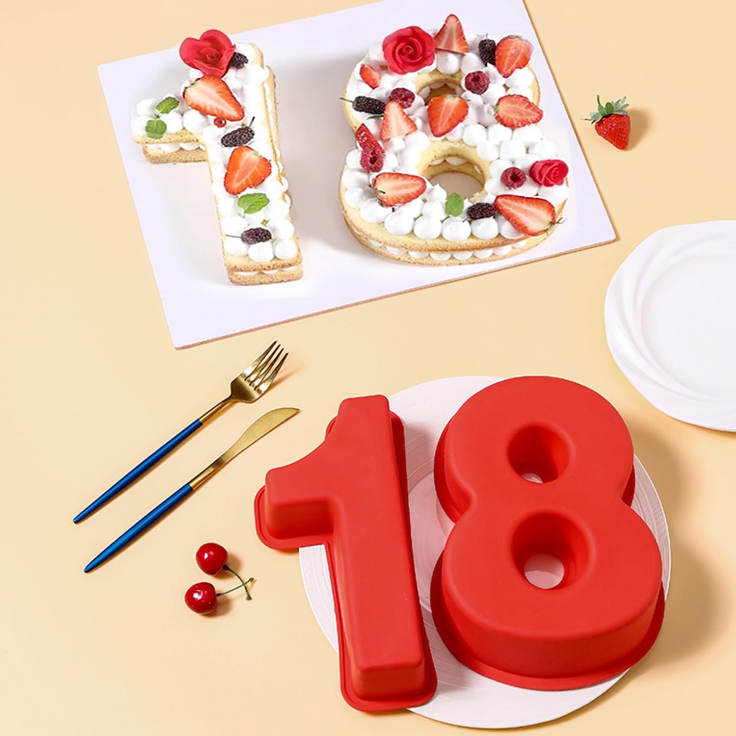 YXHZVON Molde para Tartas con Número 1, Grande Moldes de Pastel de Silicona, Moldes con Formas sin BPA, Horneado de Pasteles para Cumpleaños de Aniversario