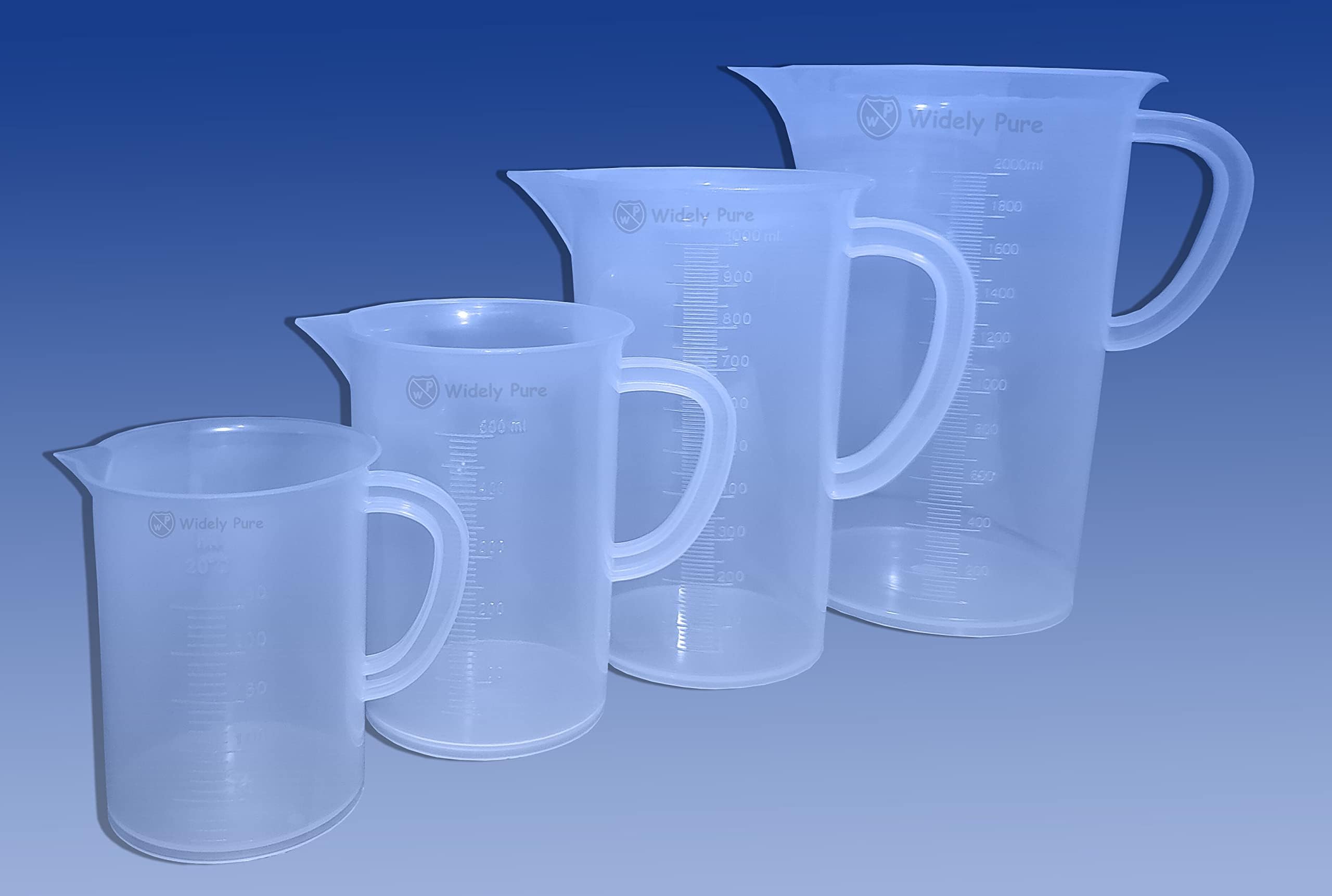 - Measuring Jug 2000ml, 1000ml, 500ml, 250ml, with Handle Plastic Transparent Combo Pack
