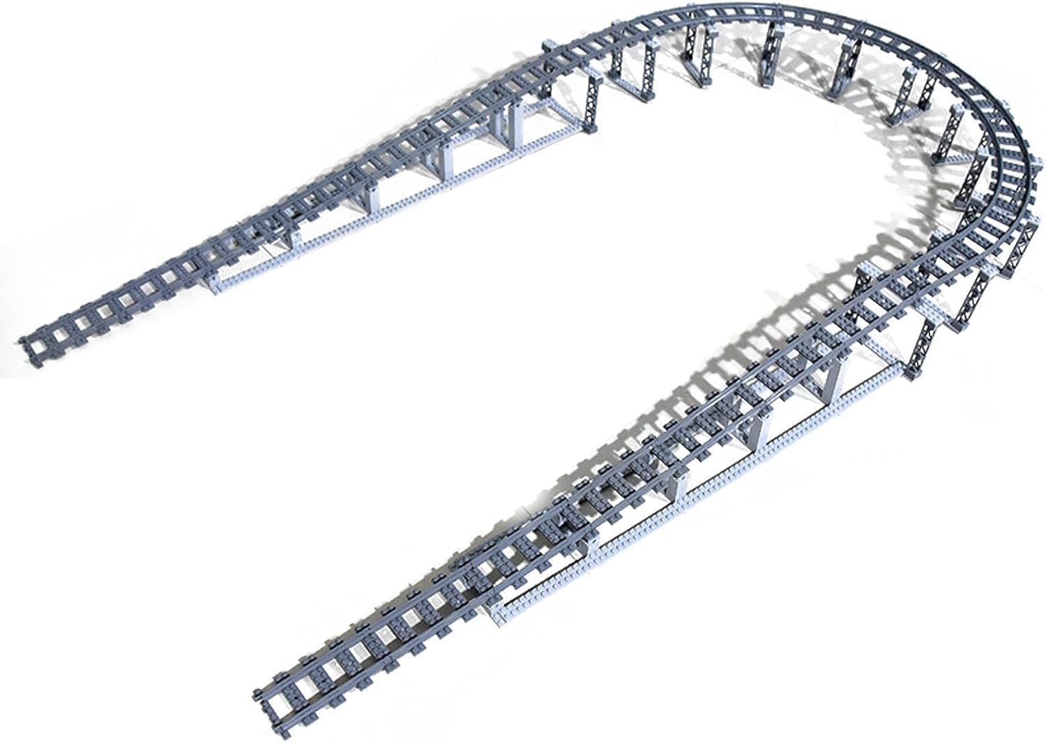 212 Pcs City Train Tracks Building Block Set Compatible with Lego,Train Tracks Accessories Set,Train Track Bridge Uphill and Downhill Set (A-1)
