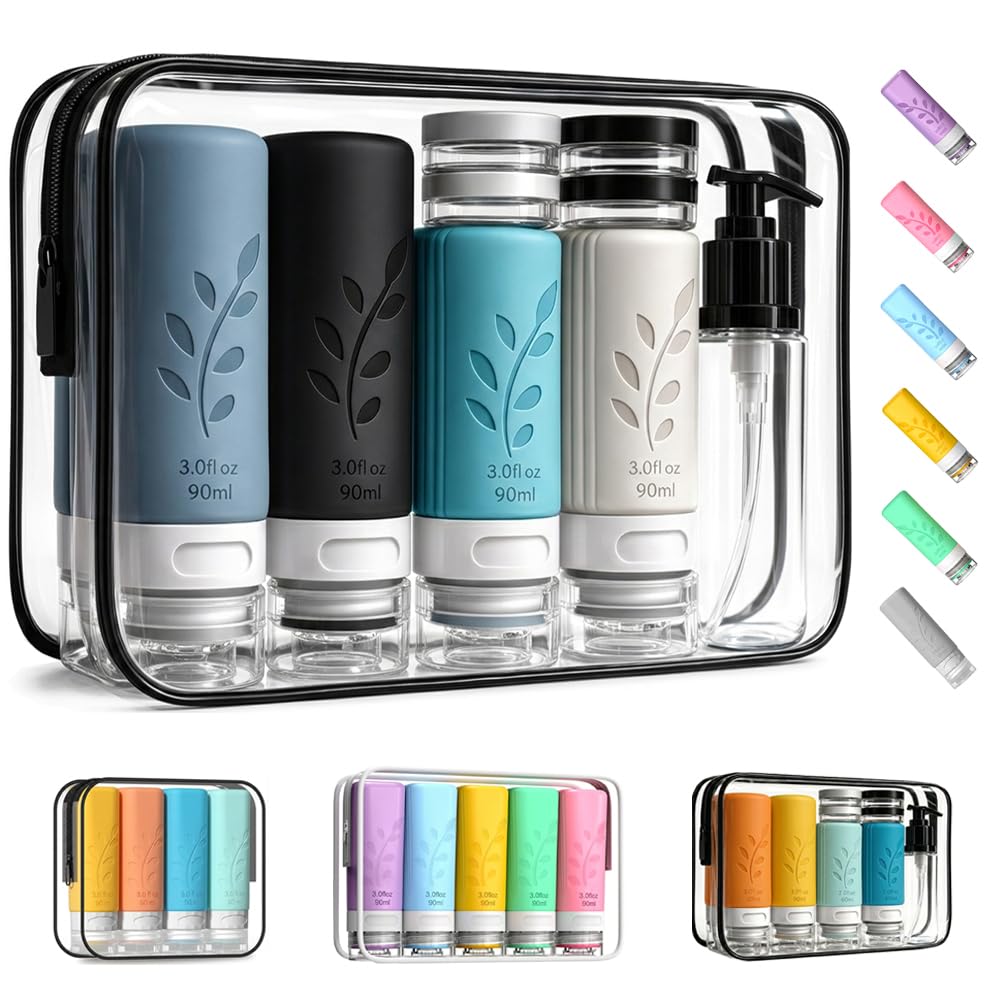unigo 30 PACK Travel Bottles Set for Toiletries - Leakproof Refillable Travel Size Containers TSA Approved Bottles with