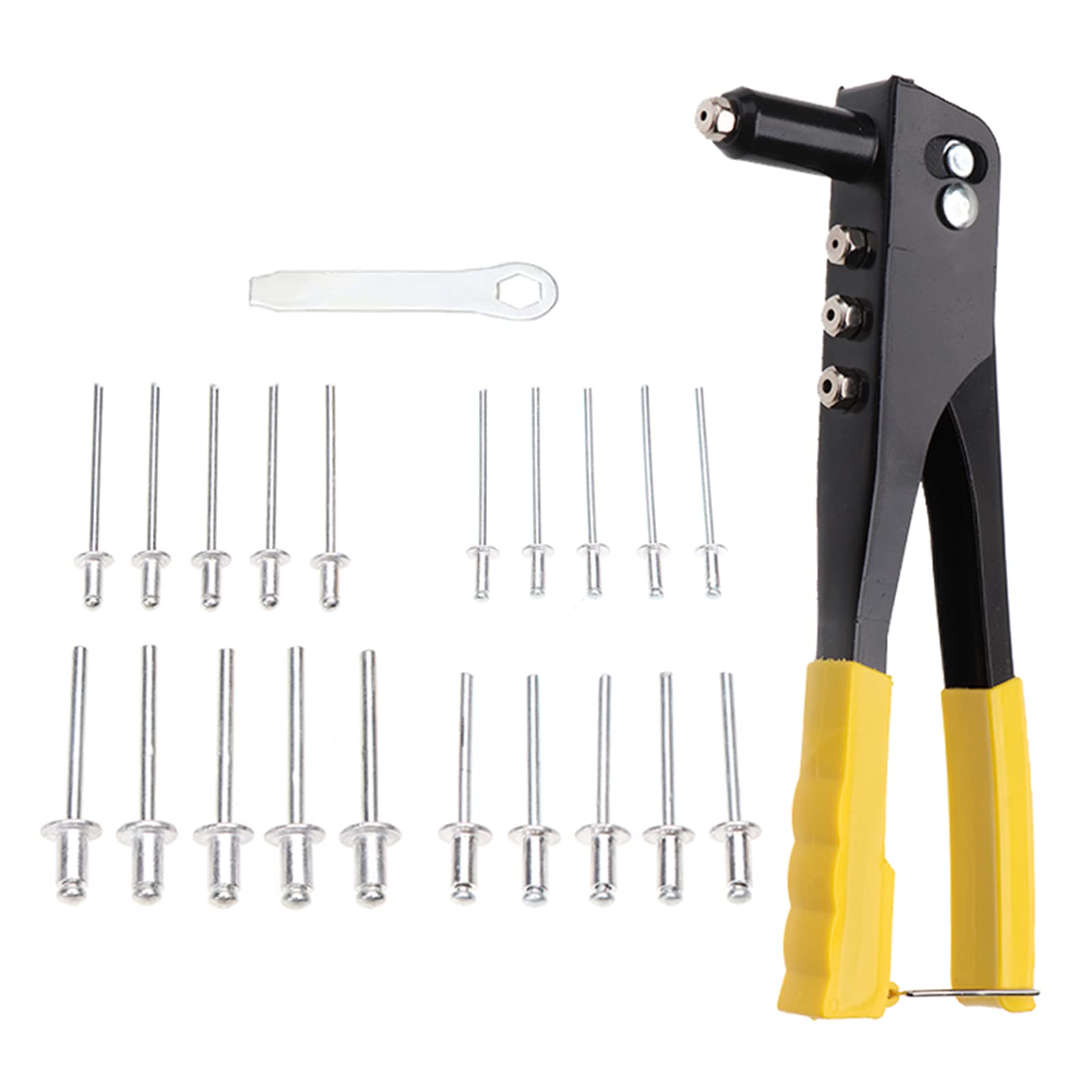 LOLUZ 200Pcs Heavy Duty Riveter Set Hand 2.4/3.2/4.0/4.8mm Rivet G-un Kit Set Aluminum Rivets Assortment Tool for P-lastic Metal Leather Vehicle
