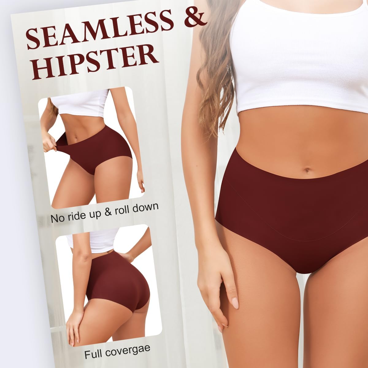 LEVAO Womens High Waist Seamless Underwear Full Coverage Breifs No Show Ladies Panties 6 Pack S-XXL - Image 2